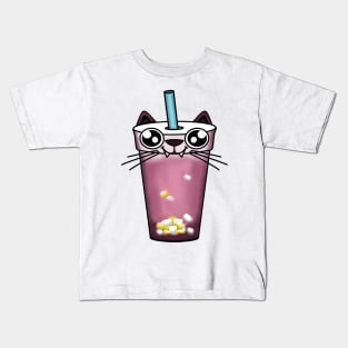 Boba Meow Tea Kids T-Shirt